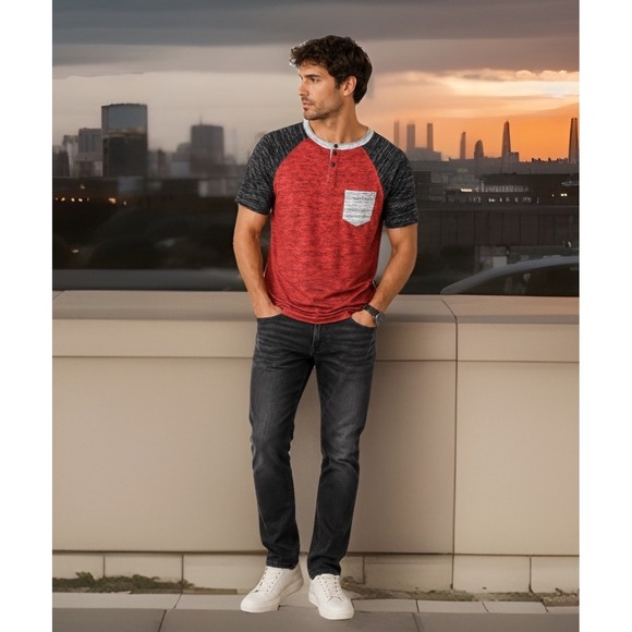 Flag & Anthem Other - NEW Soft Henley Raglan Blue Mens Size Extra Large Cotton Blend Preppy College